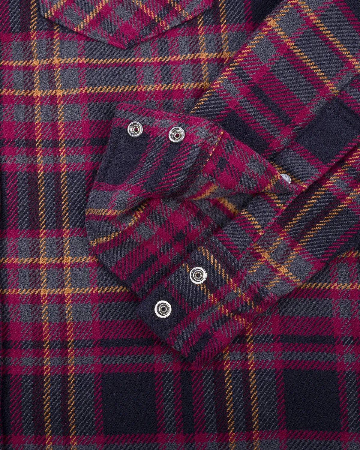 11oz Ultra Heavy Flannel Line Check Western Shirt - Grey
