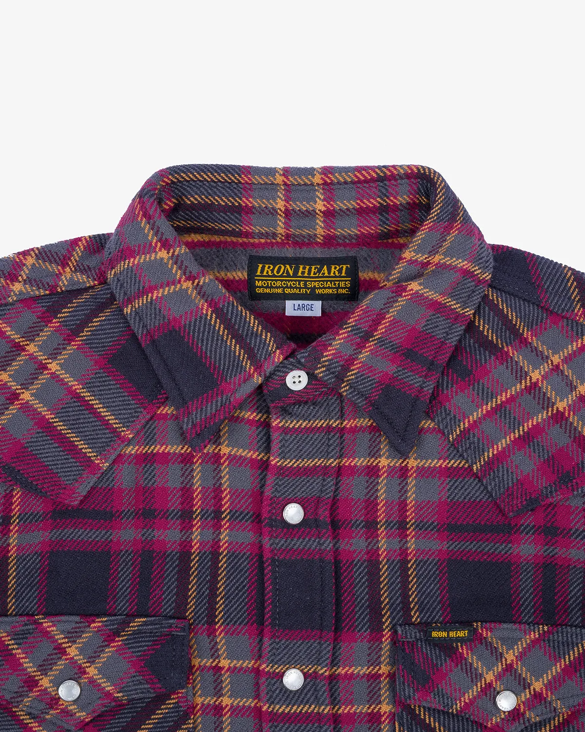 11oz Ultra Heavy Flannel Line Check Western Shirt - Grey