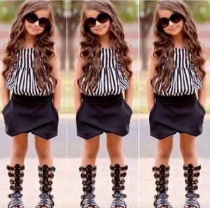 2 PC Pinstriped Short Set 2~7T