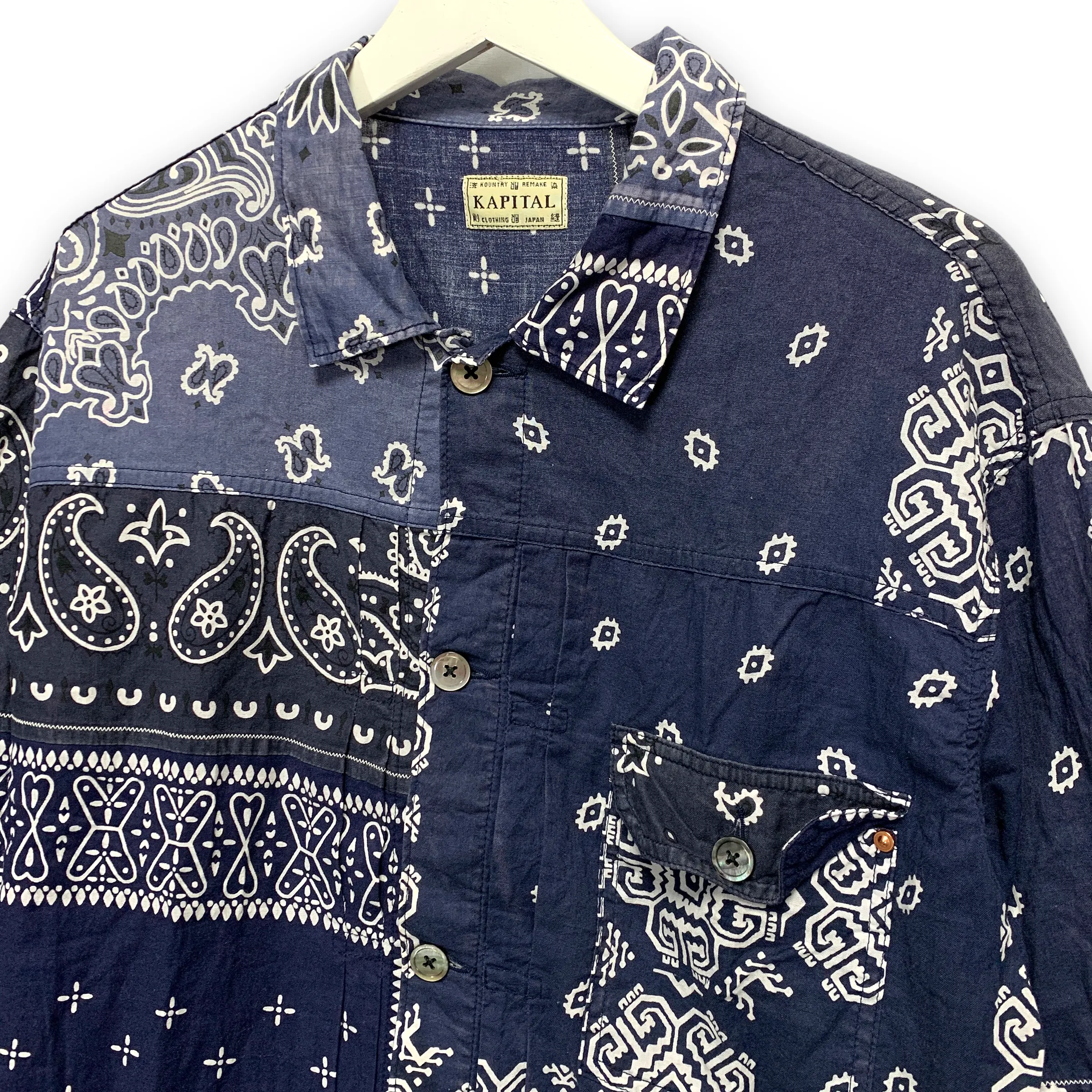 [2XL] Kapital Kountry Bandana Patchwork Pt 1st Shirt Jacket Navy
