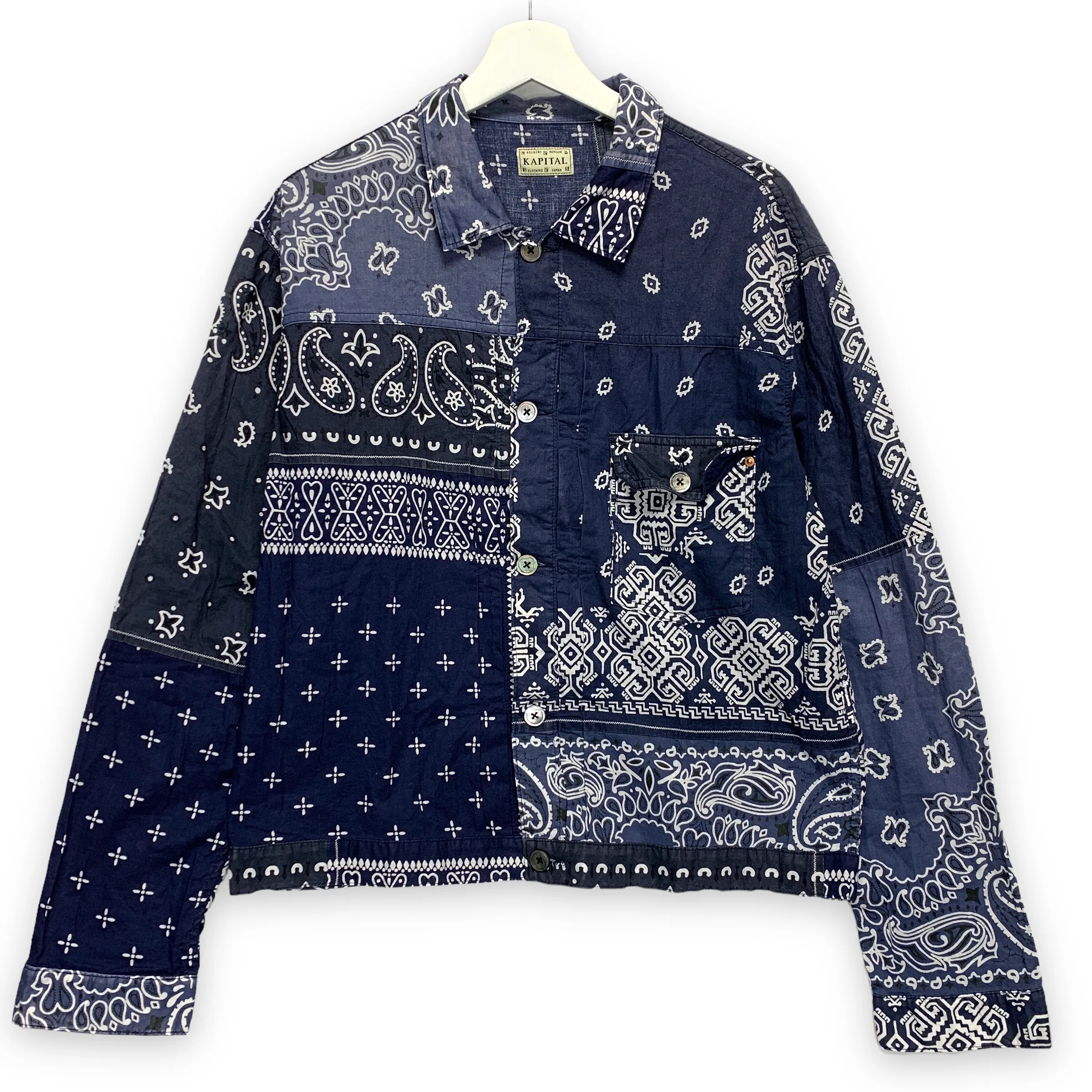 [2XL] Kapital Kountry Bandana Patchwork Pt 1st Shirt Jacket Navy