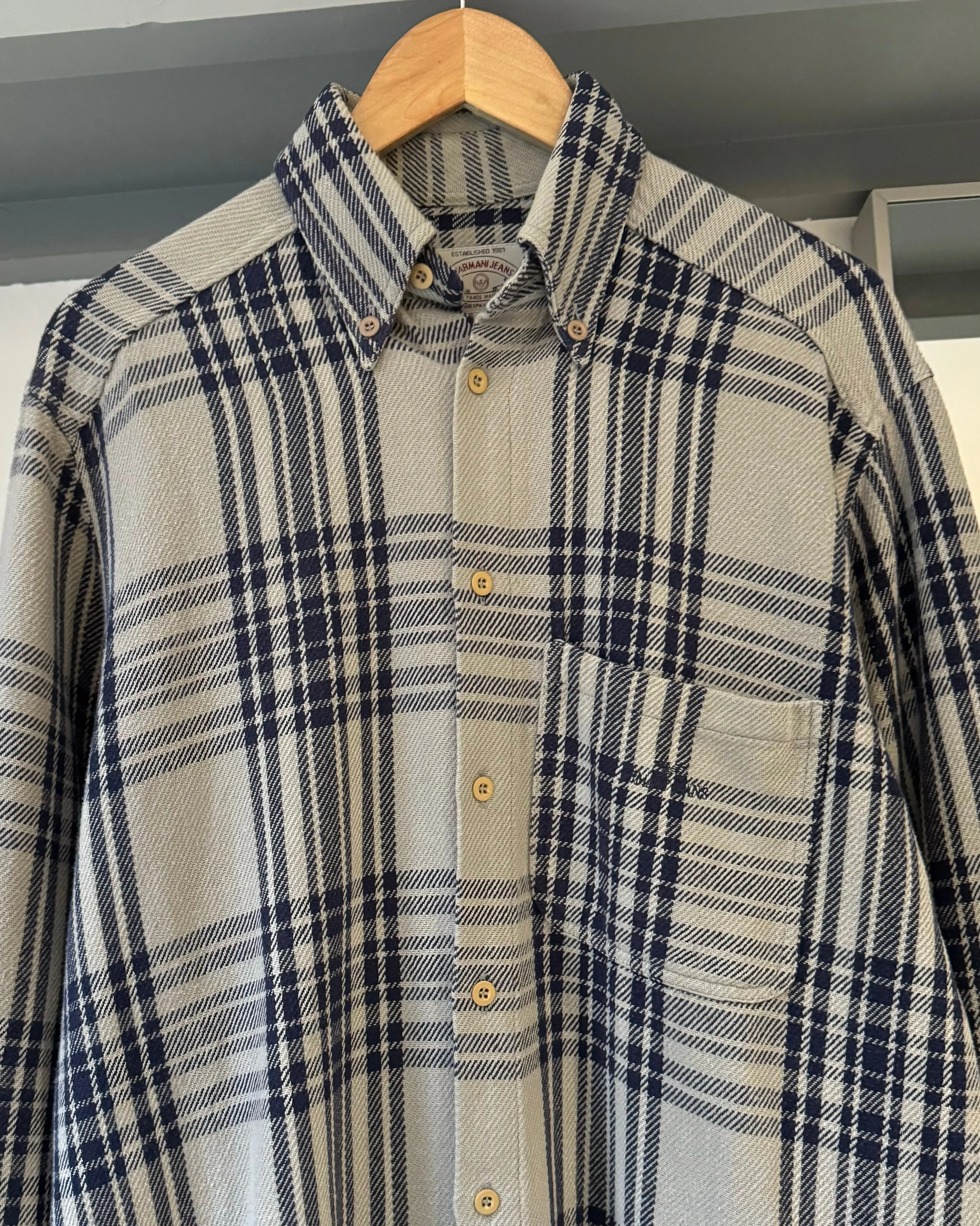 90s Woven Check Heavyweight Flannel /  Overshirt Shirt  (~L~)