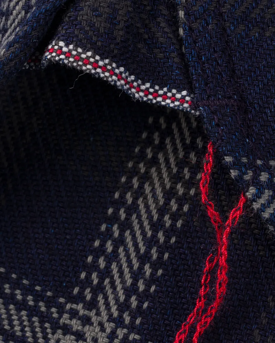 9oz Selvedge Indigo Check Flannel Work Shirt - Black