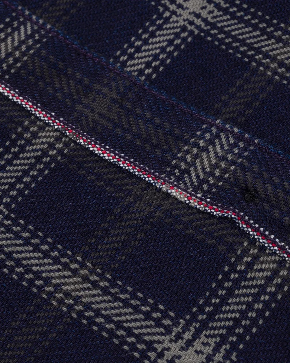 9oz Selvedge Indigo Check Flannel Work Shirt - Black