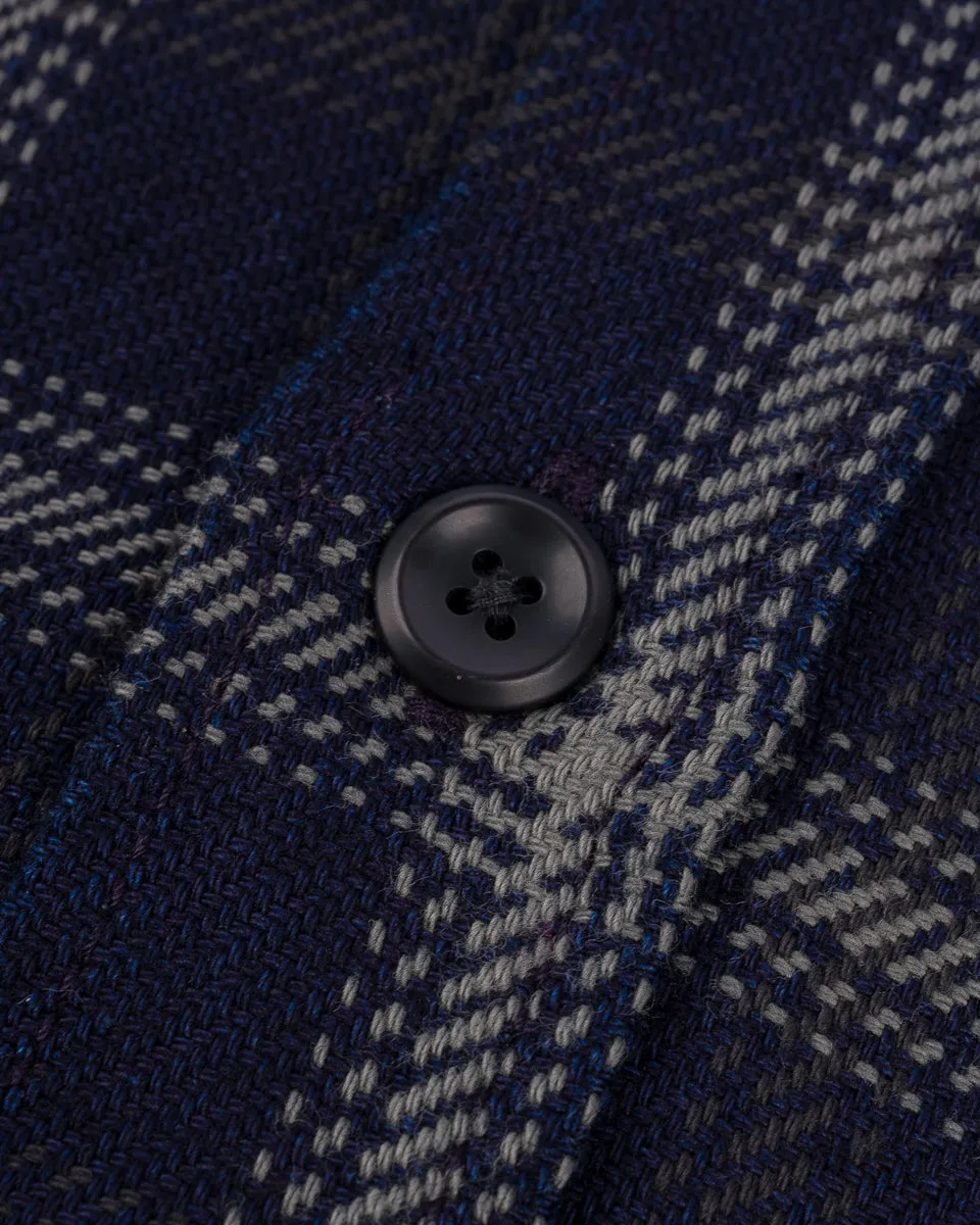 9oz Selvedge Indigo Check Flannel Work Shirt - Black