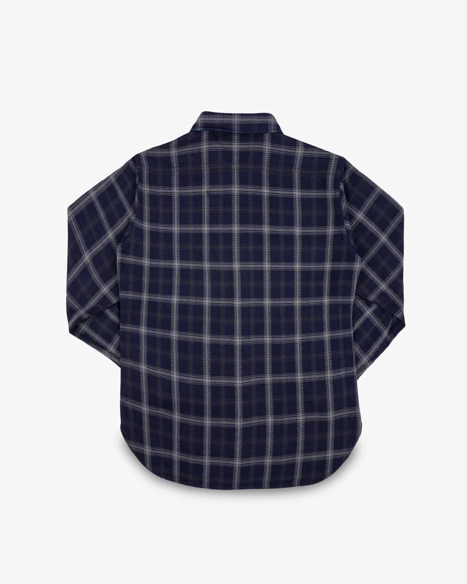 9oz Selvedge Indigo Check Flannel Work Shirt - Black