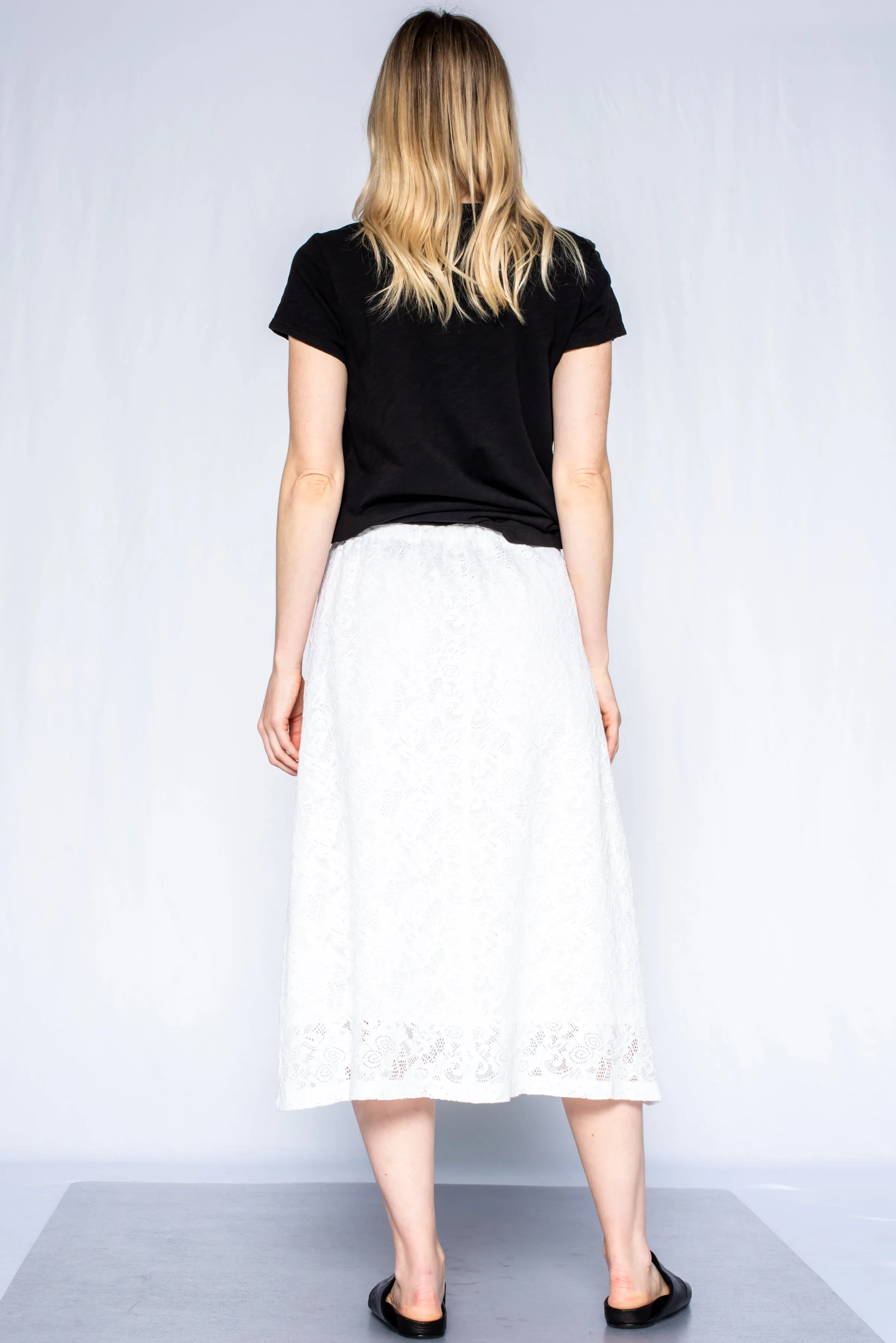 A-Line Lace Skirt Partial Lined Sheer Hem