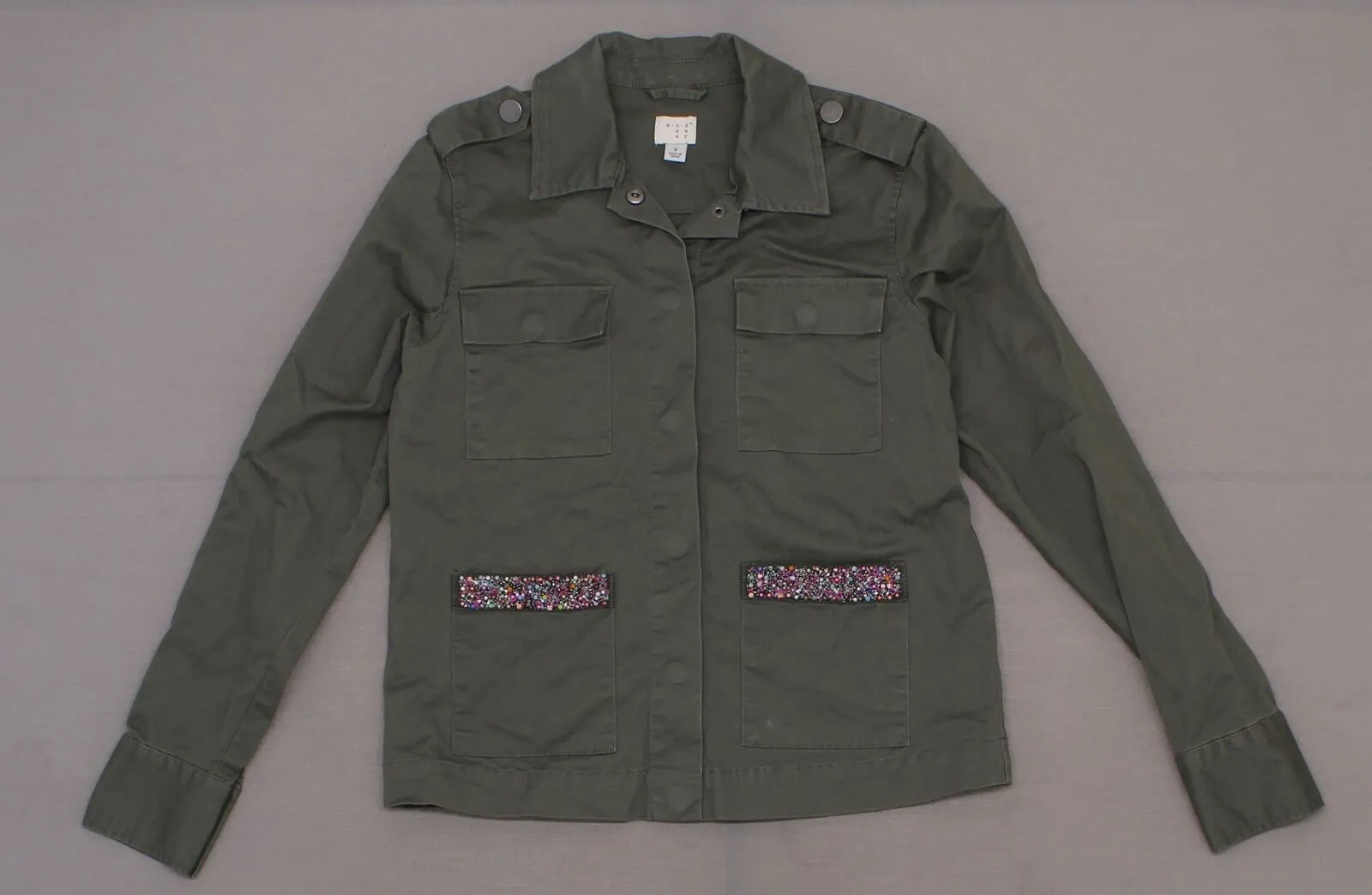 A New Day Women's Military Jacket with Pocket Beading