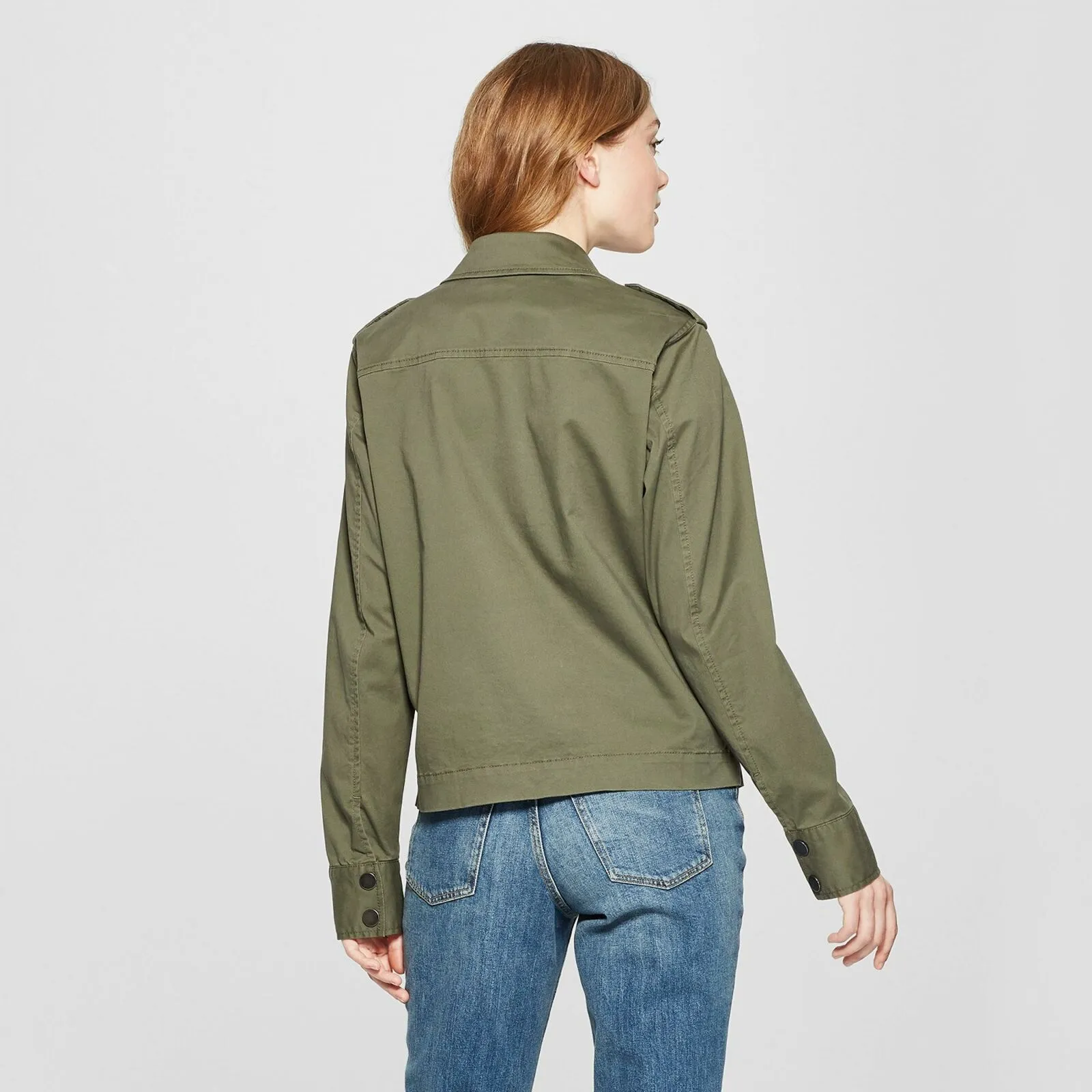 A New Day Women's Military Jacket with Pocket Beading