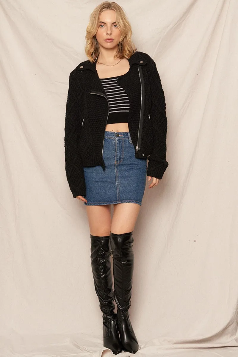 All Of It Biker Sweater Jacket