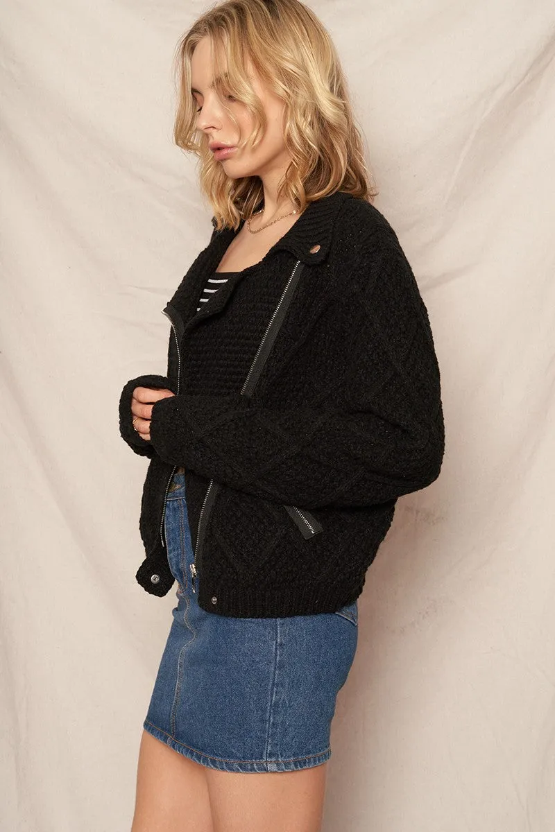 All Of It Biker Sweater Jacket