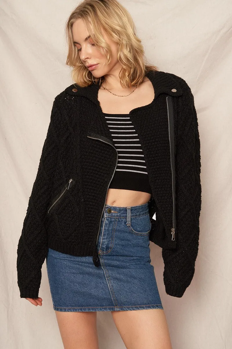 All Of It Biker Sweater Jacket
