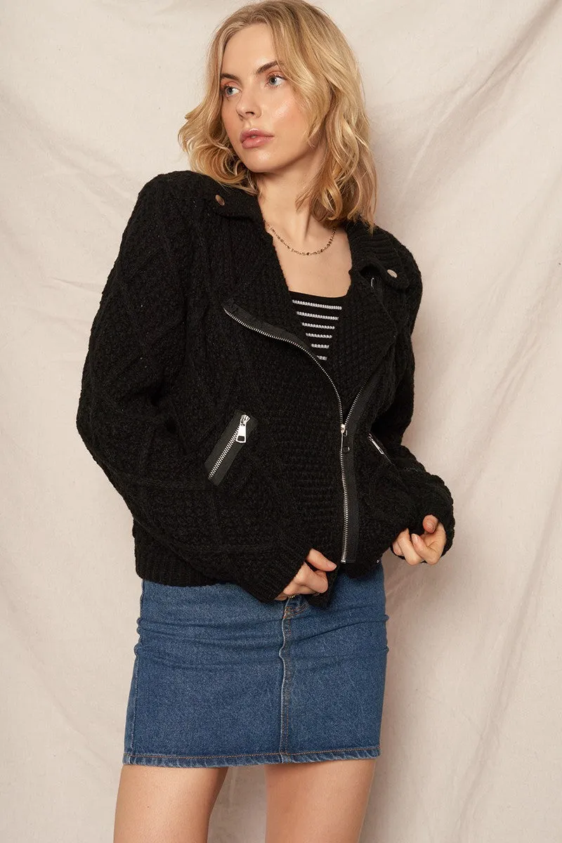 All Of It Biker Sweater Jacket