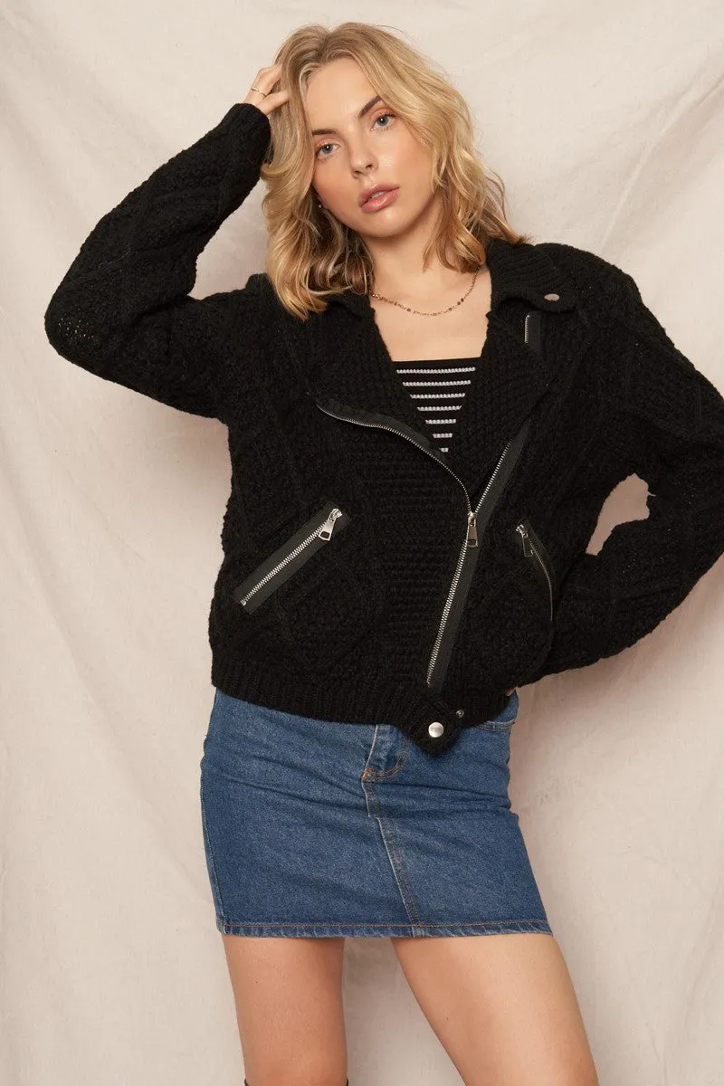All Of It Biker Sweater Jacket