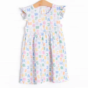 Alphabet Knit Dress, Blue