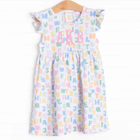 Alphabet Knit Dress, Blue