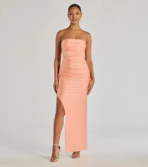 Anisley Strapless High Slit Column Formal Dress