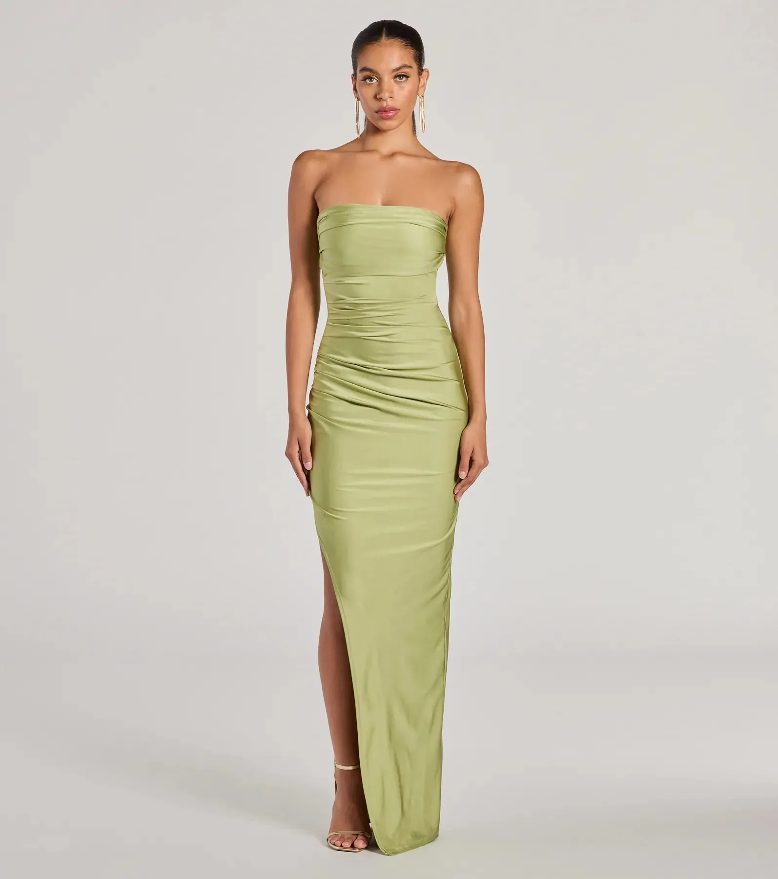 Anisley Strapless High Slit Column Formal Dress