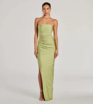 Anisley Strapless High Slit Slim Formal Dress