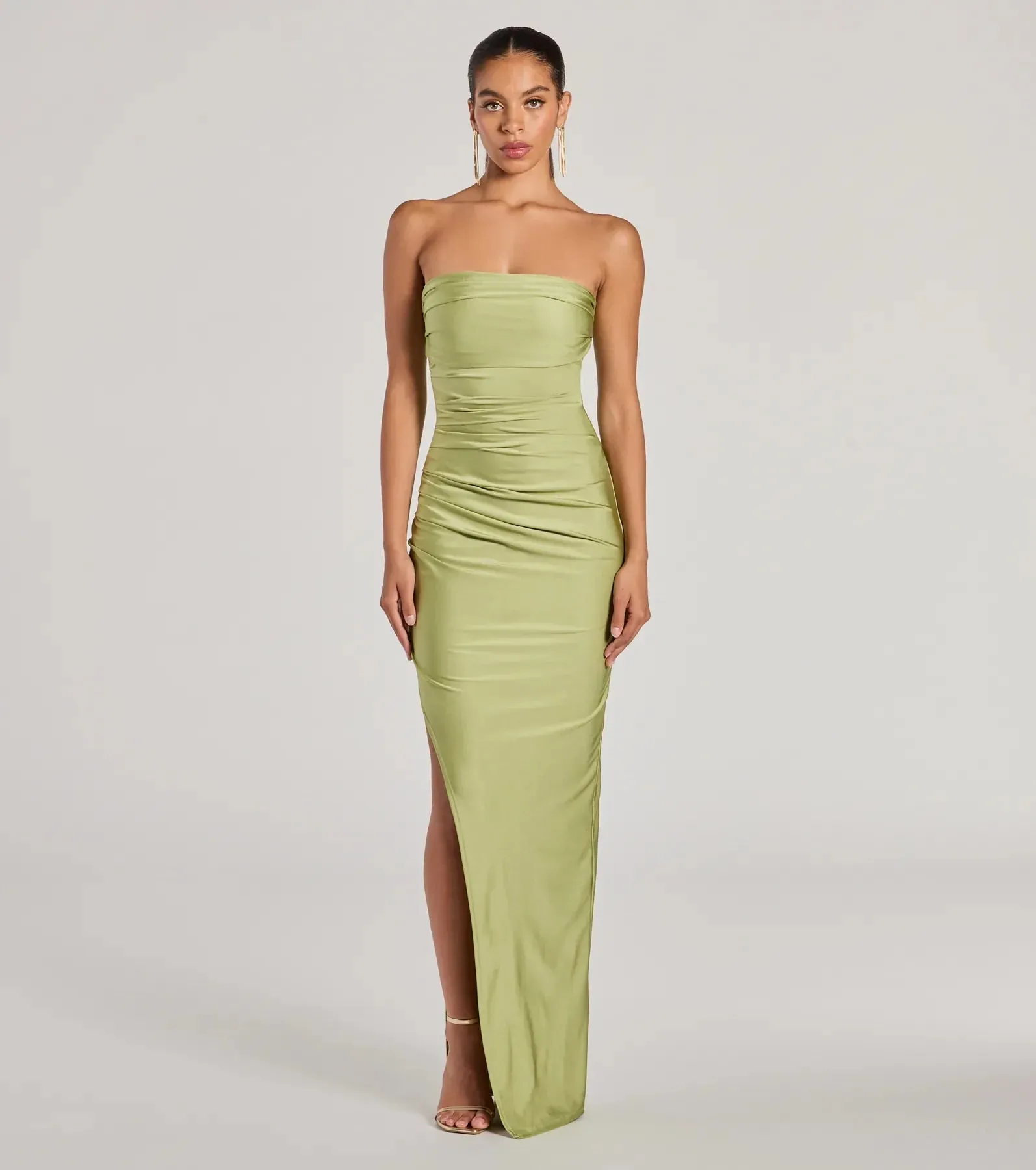 Anisley Strapless High Slit Slim Formal Dress