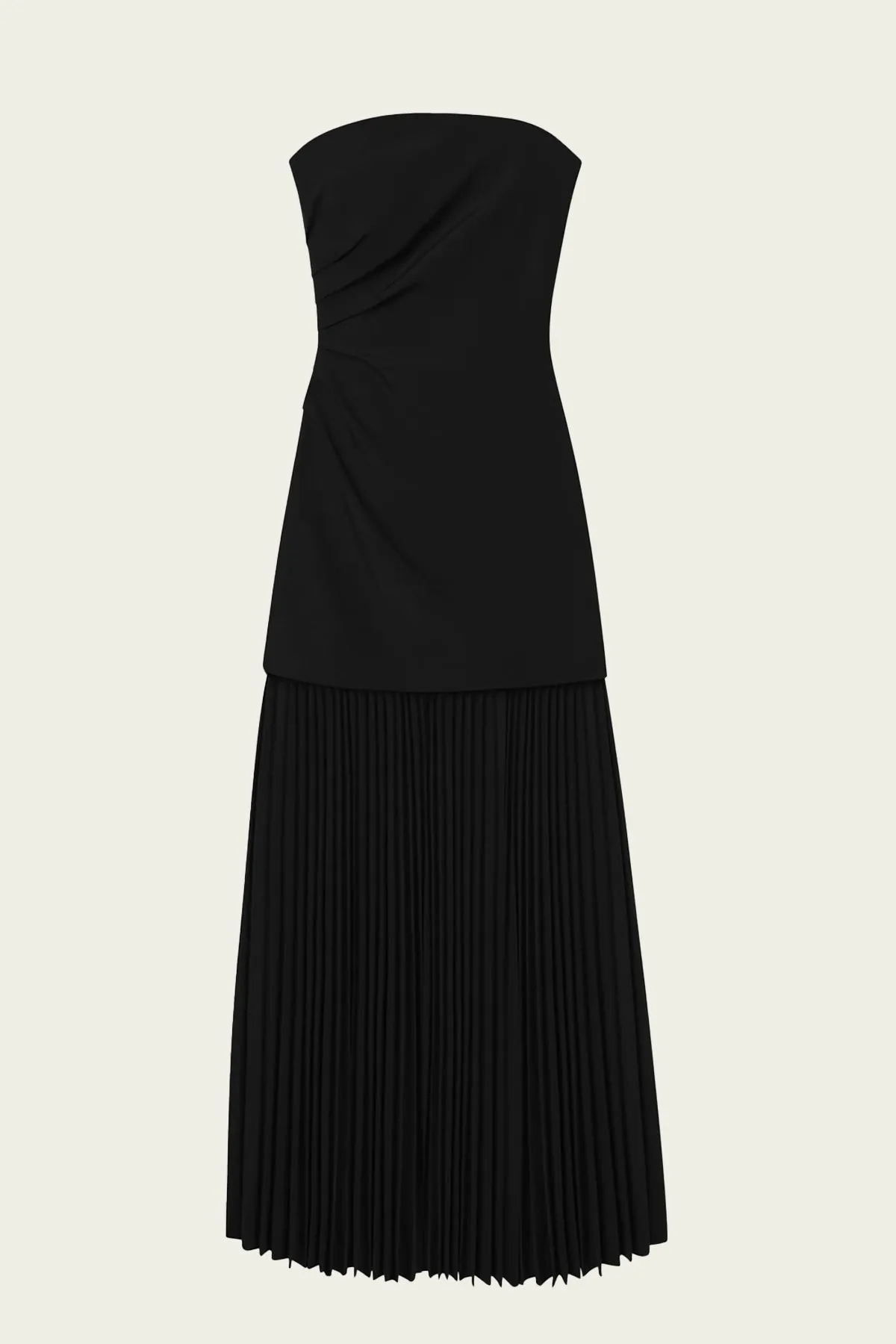 Austin Strapless Pleated Dress in Black