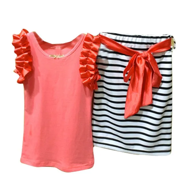 Baby Girl Clothes Chiffon bowknot coat Pants 1-4Y