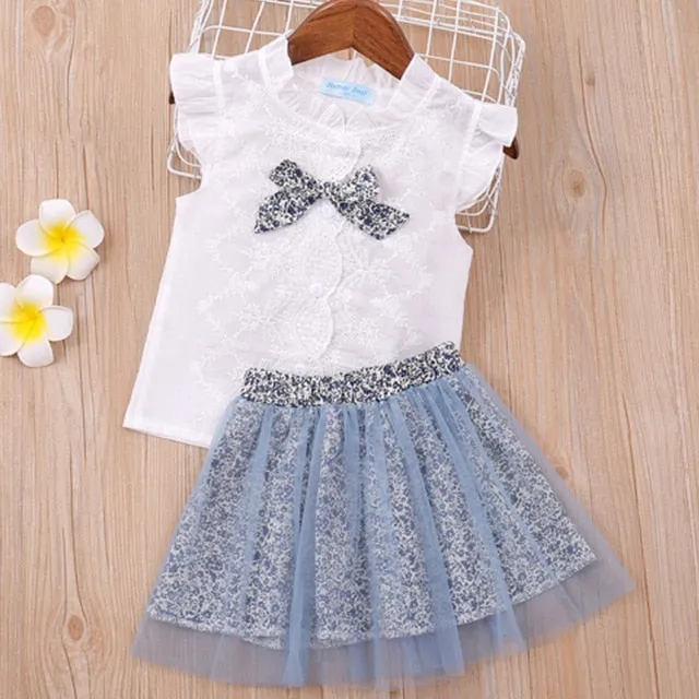 Baby Girl Clothes Chiffon bowknot coat Pants 1-4Y