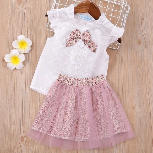 Baby Girl Clothes Chiffon bowknot coat Pants 1-4Y
