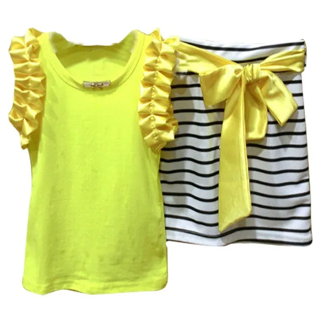 Baby Girl Clothes Chiffon bowknot coat Pants 1-4Y