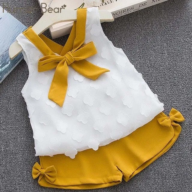 Baby Girl Clothes Chiffon bowknot coat Pants 1-4Y