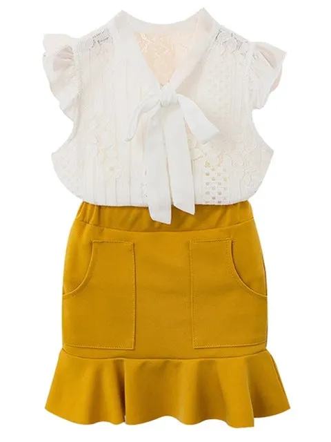 Baby Girl Clothes Chiffon bowknot coat Pants 1-4Y