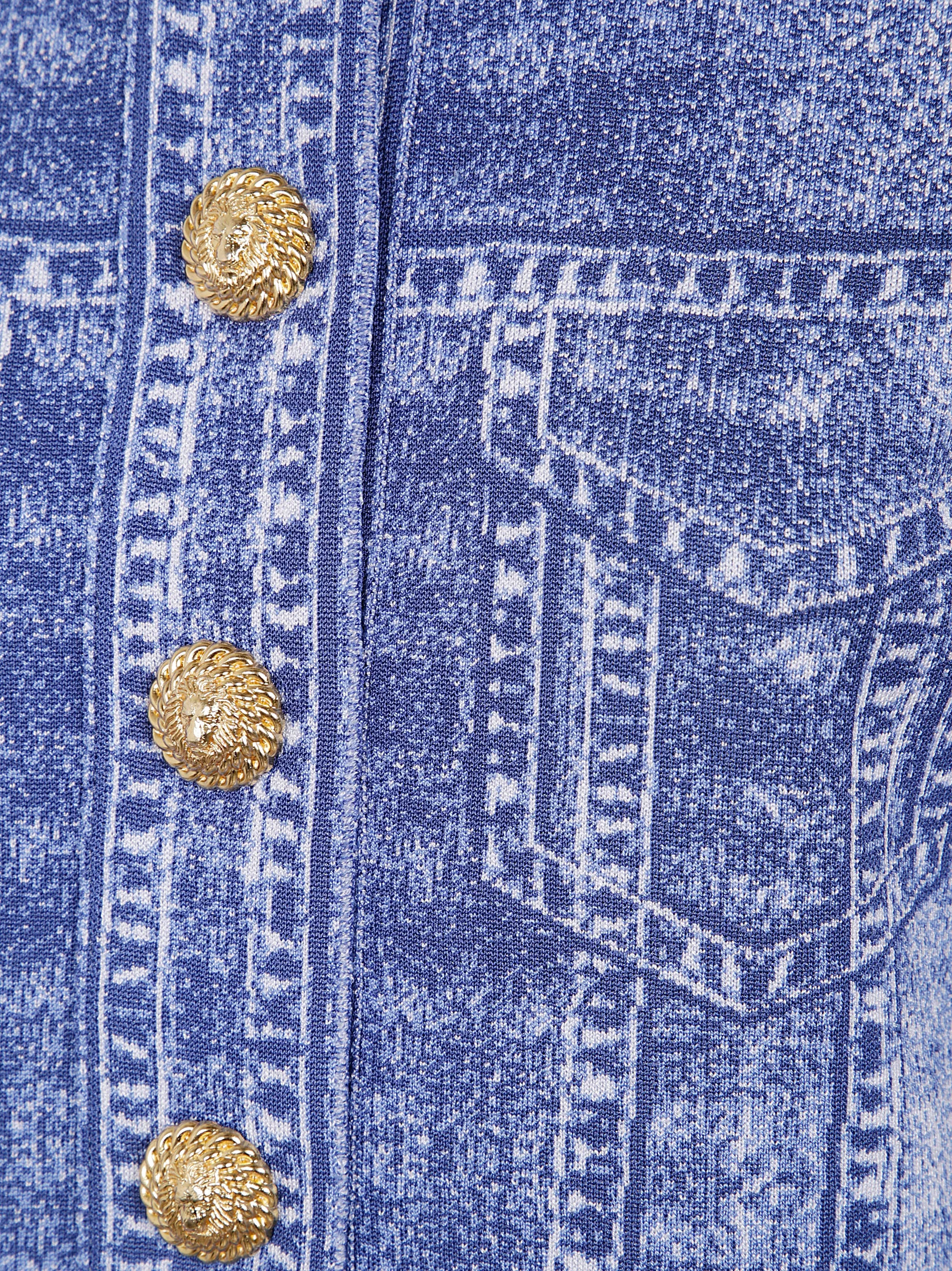 BALMAIN Long Sleeve Denim Trompe L'œil Cardigan