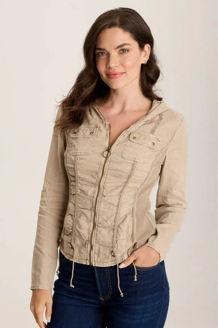 Balvino Linen Ruched Cord Jacket - Tanglewood