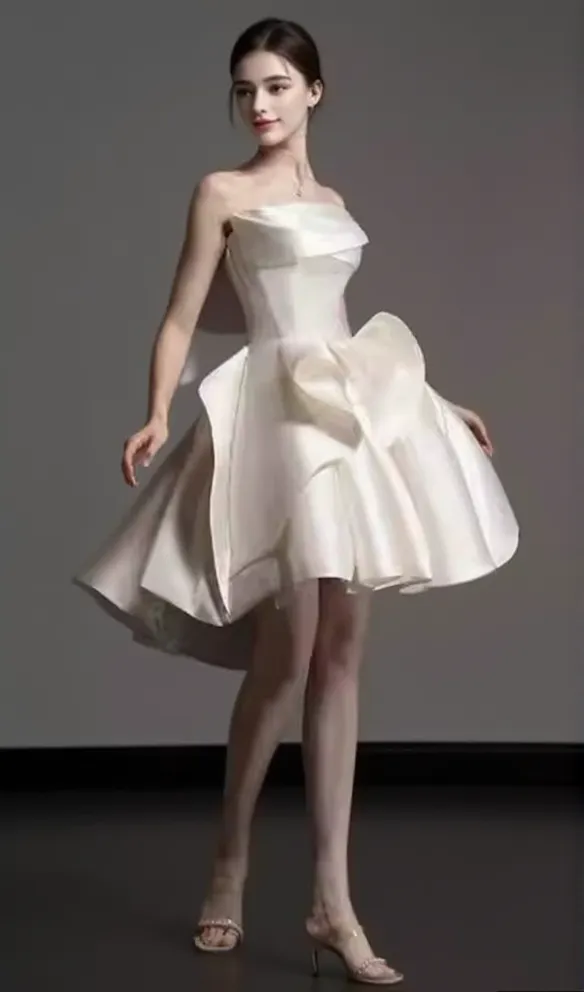 BESTE WHITE STRAPLESS A-LINE MINI DRESS
