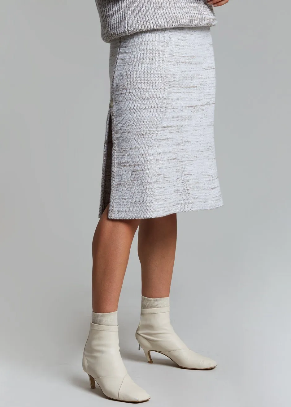 Bevza Knitted Skirt - Light Beige Melange