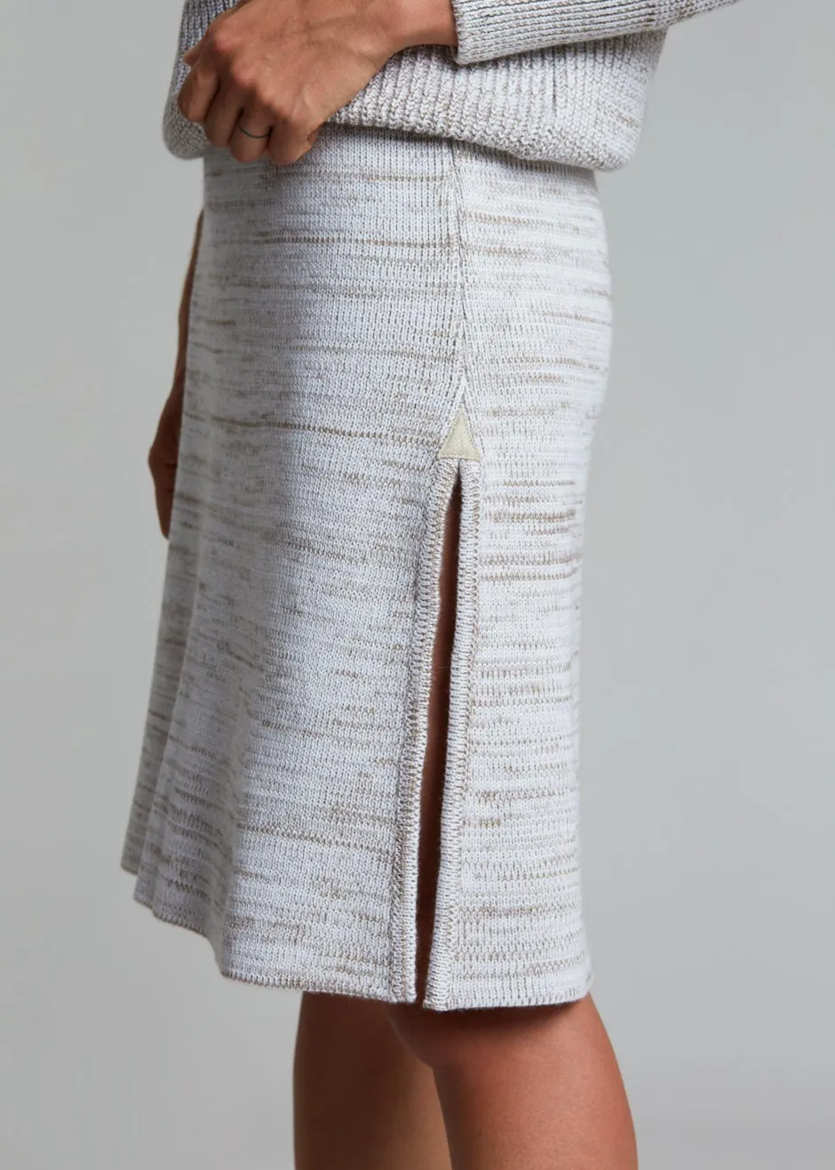 Bevza Knitted Skirt - Light Beige Melange