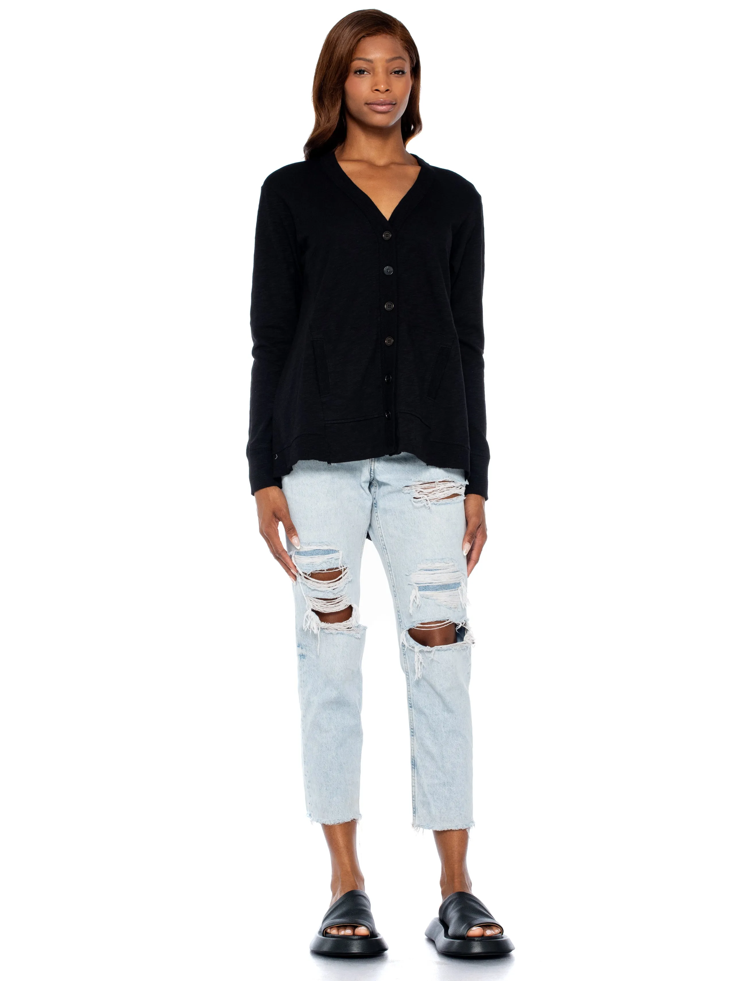 Big Slouchy Rib Mix Pocket Long Sleeve Cardie