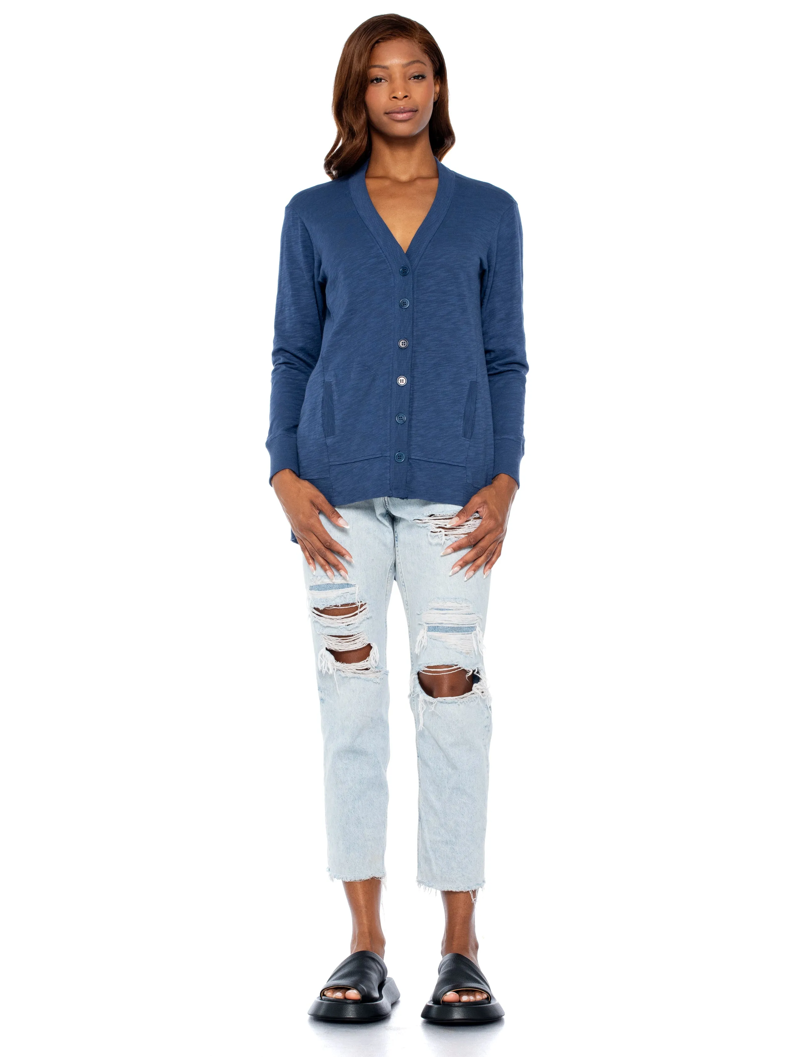 Big Slouchy Rib Mix Pocket Long Sleeve Cardie