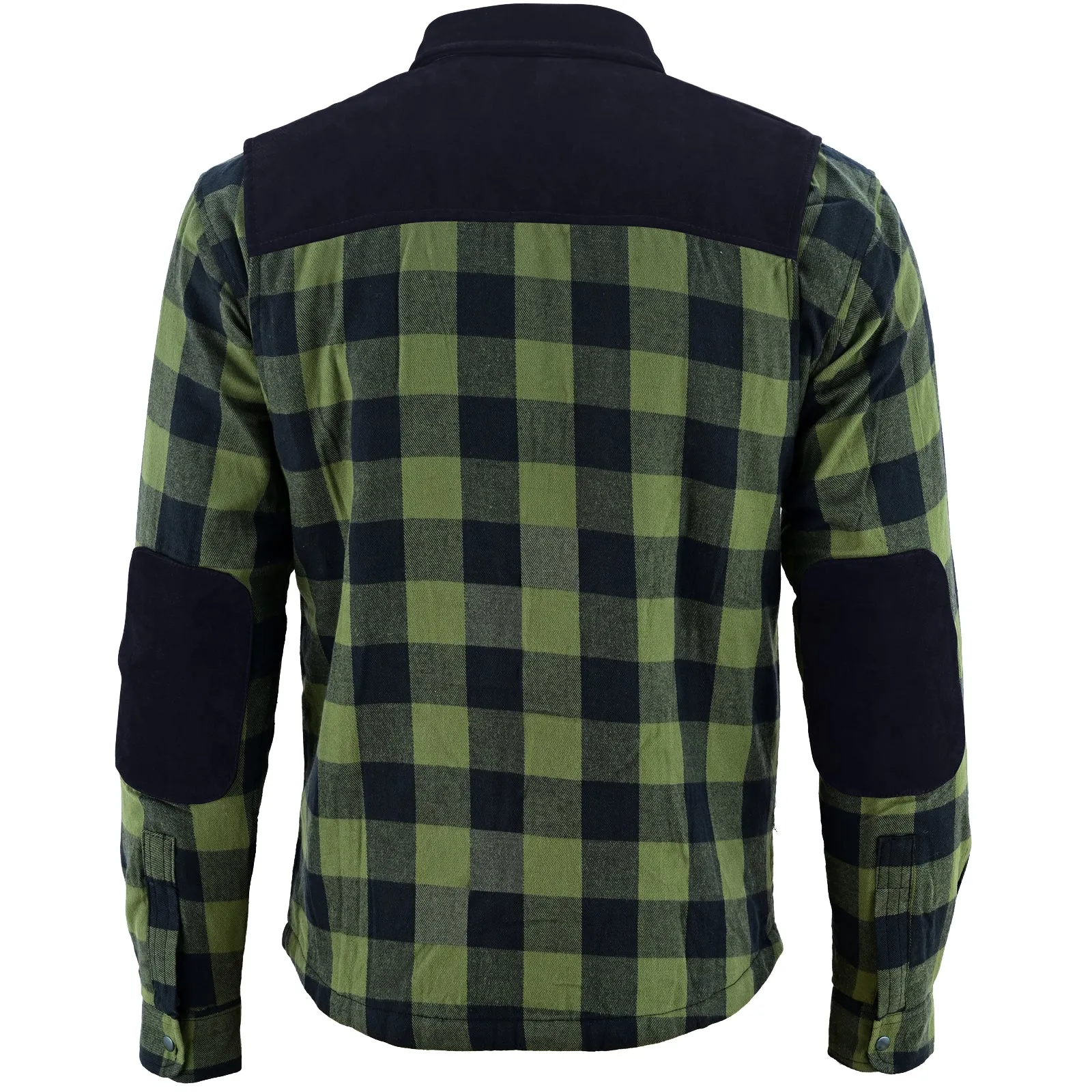 Bikers Gear Australia CE Rifster Lined with Kevlar Flannel Motorcycle Shirt Leather outside Pockets Army Green