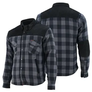 Bikers Gear Australia CE Rifster Lined with Kevlar Flannel Motorcycle Shirt Leather outside Pockets Black Grey
