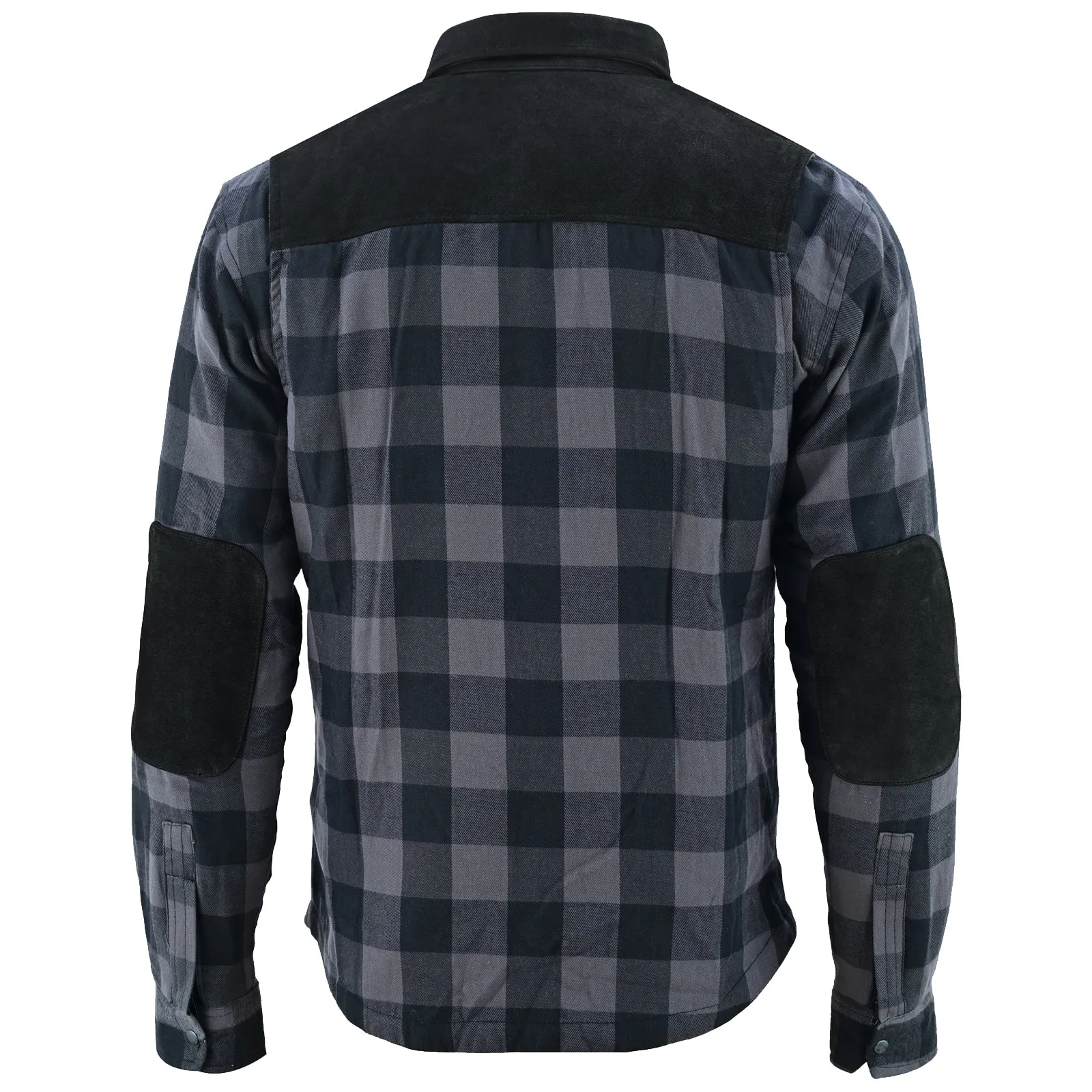 Bikers Gear Australia CE Rifster Lined with Kevlar Flannel Motorcycle Shirt Leather outside Pockets Black Grey