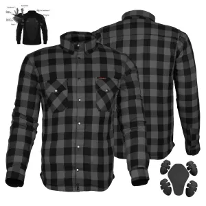 Bikers Gear Australia Exo Protective Lined with Kevlar Motorcycle Shirts Black / Grey