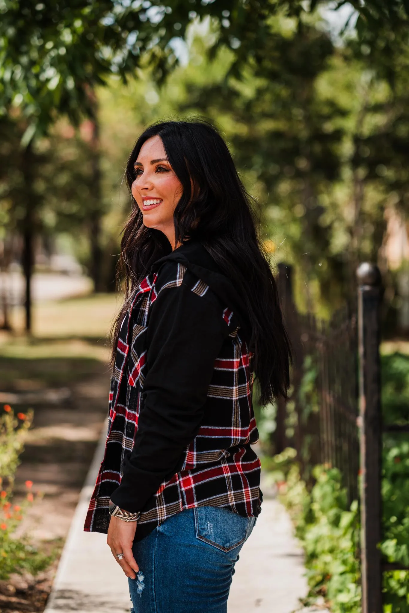 Black and Red Plaid Hooded Flannel Shirt Pack (1/1/1)