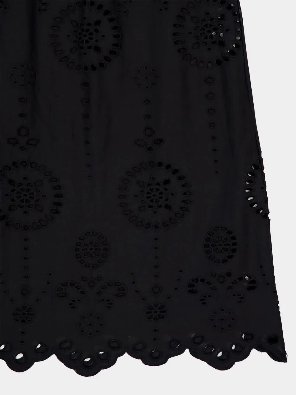 Black Strapless Knit and Broderie Dress