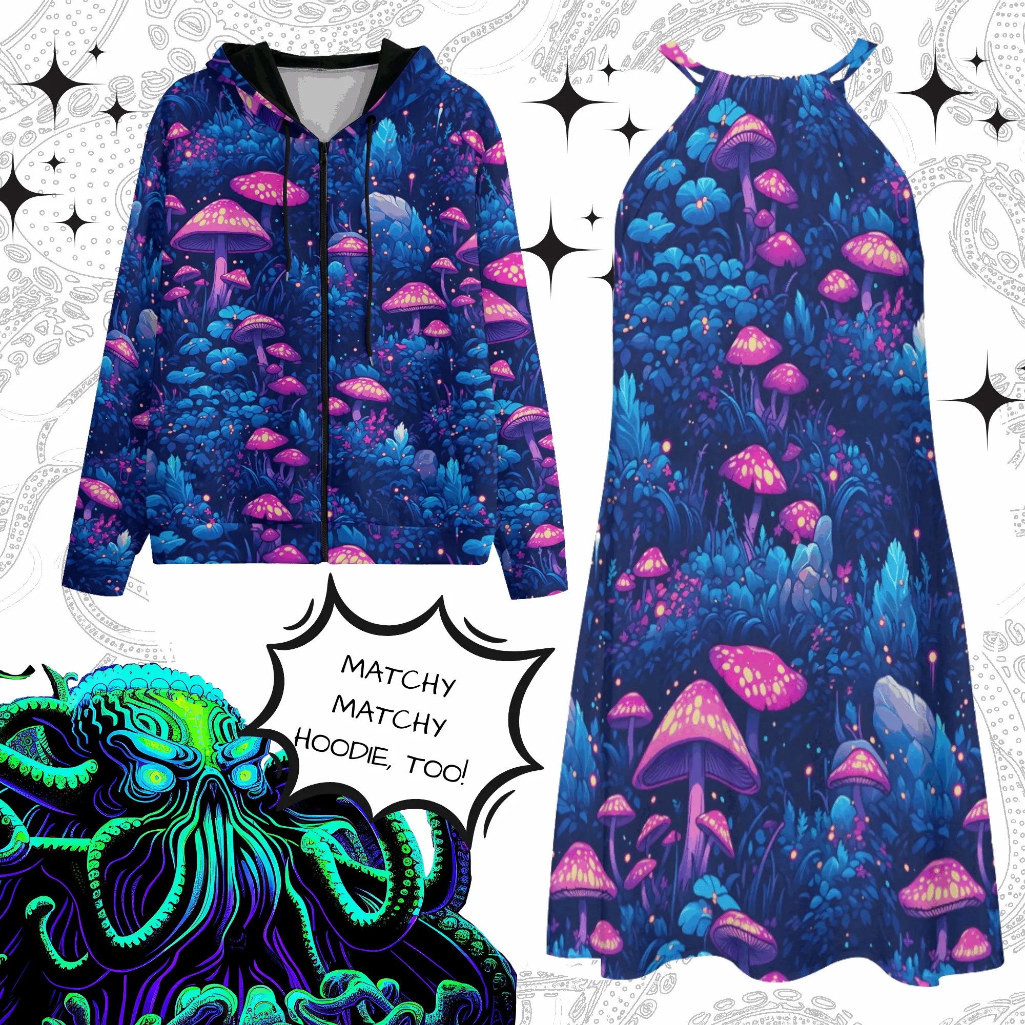 Blue Shrooms Sundress