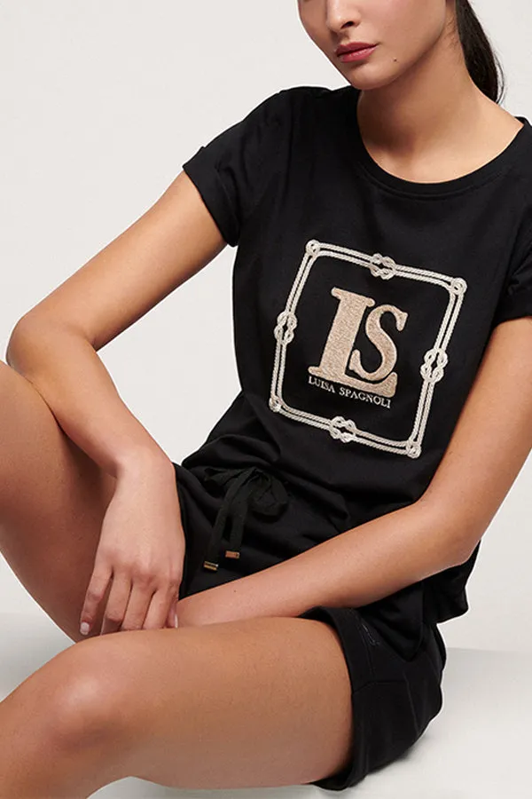 BODA FRONT EMBROIDERED COTTON T SHIRT