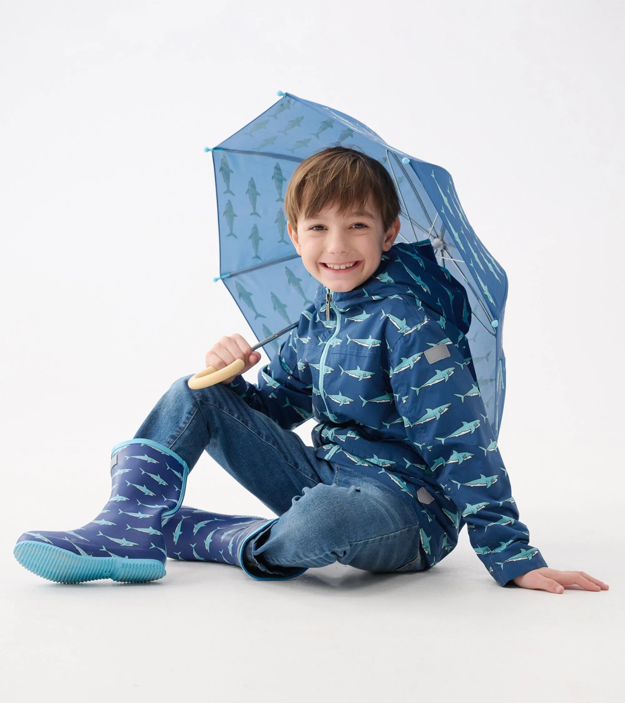 Boys Shark Tank Zip-Up Lightweight Rain Jacket