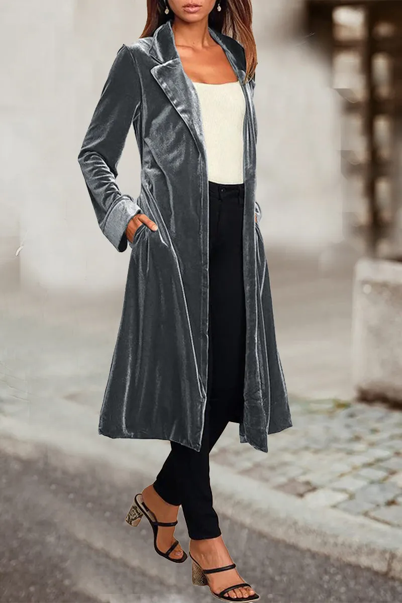 British Style Elegant Solid Pocket Turn-back Collar Outerwear(4 Colors)