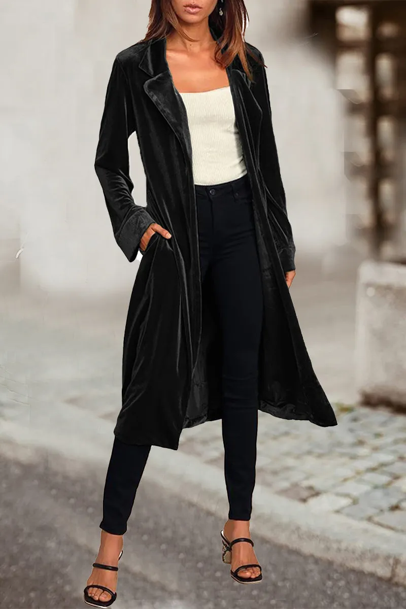 British Style Elegant Solid Pocket Turn-back Collar Outerwear(4 Colors)