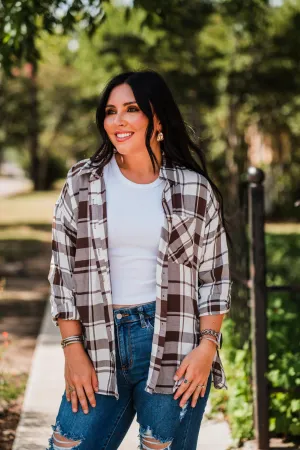Brown and White Lightweight Plaid Button Shirt Pack (1/1/1)